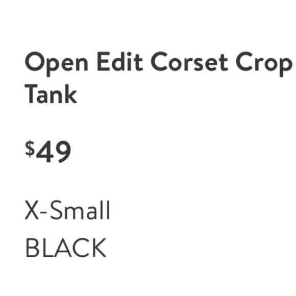 Black Nordstrom Open Edit Corset Cropped Tank NWOT Size XS - Picture 4 of 4